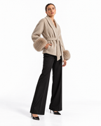 The Elara Fur-Cuff Wrap Jacket