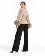 The Elara Fur-Cuff Wrap Jacket
