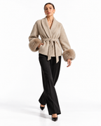 The Elara Fur-Cuff Wrap Jacket